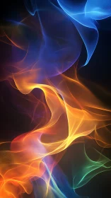 Luminous waves of energy dance across a dark canvas in vibrant colors.