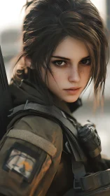 Young soldier’s steady gaze welcomes a quiet moment of resolve