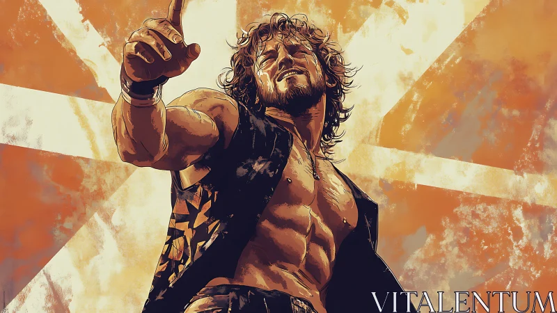 Confident performer lifts a hand toward the roaring crowd