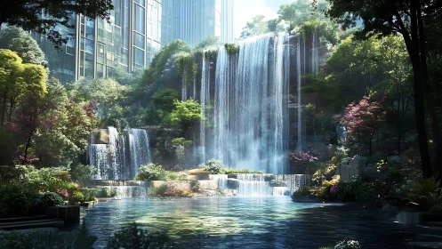Urban Waterfall With Integrated Architecture.
