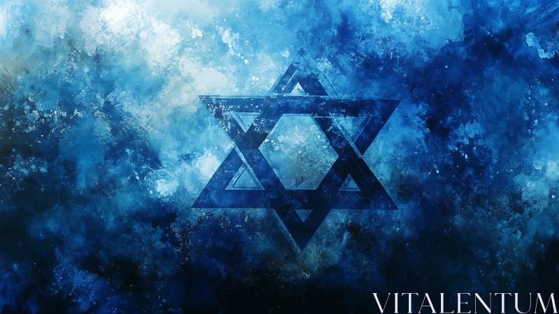 Star of David adrift in celestial sapphire stormclouds.