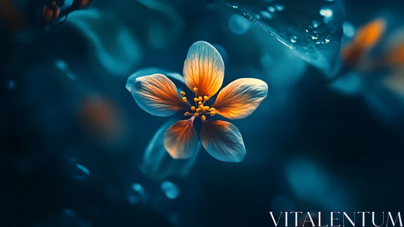 Translucent Blossom Against Deep Teal Background.