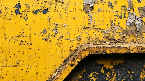 Weathered yellow industrial metal with scraped paint texture.