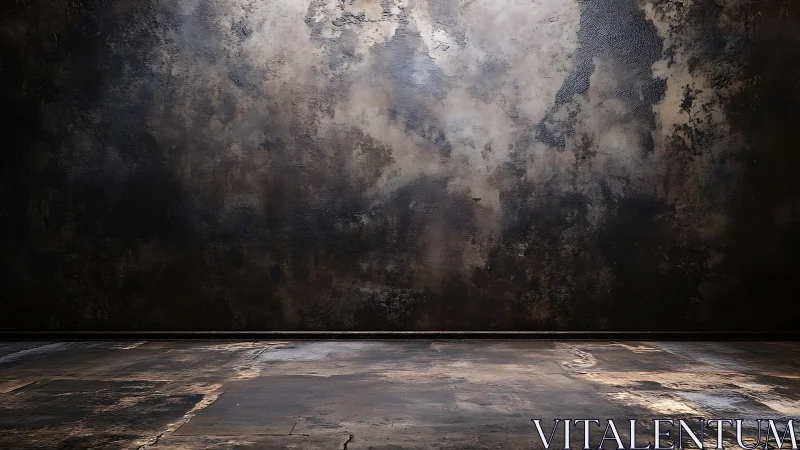 Textured dark interior wall and floor in empty space.