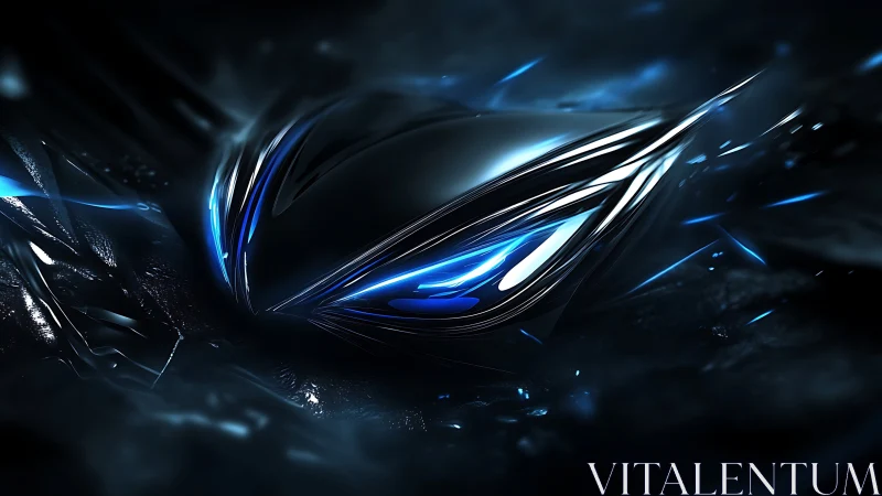 Cybernetic ocular core with luminescent blue plasma arcs.