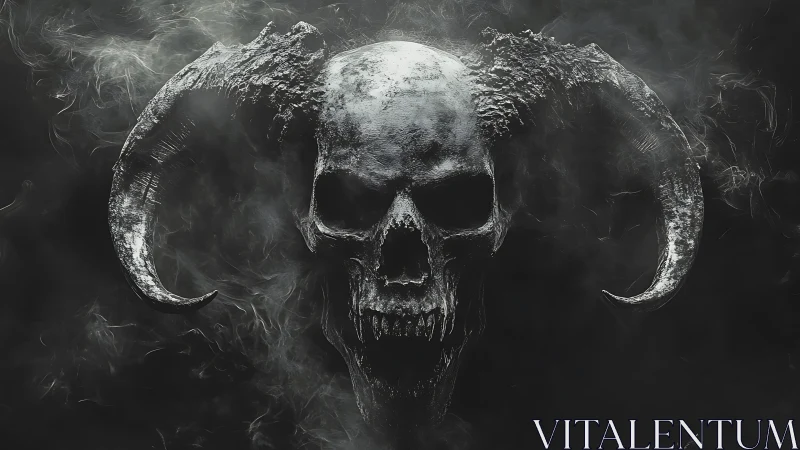 Horned void skull emerges from swirling darkened smoke.