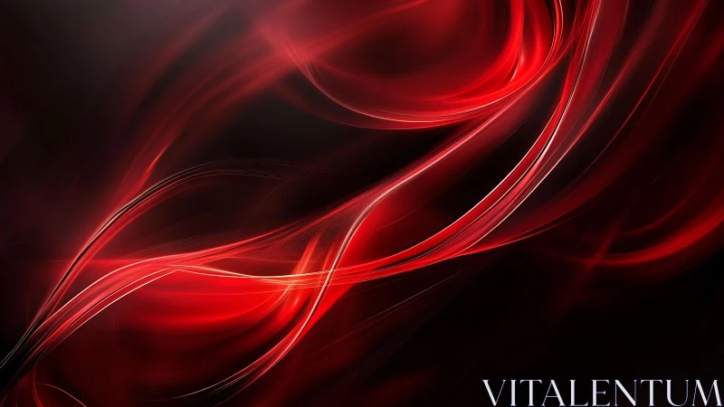 Vivid Abstract Red Light Waves on Dark Background Digital Art.