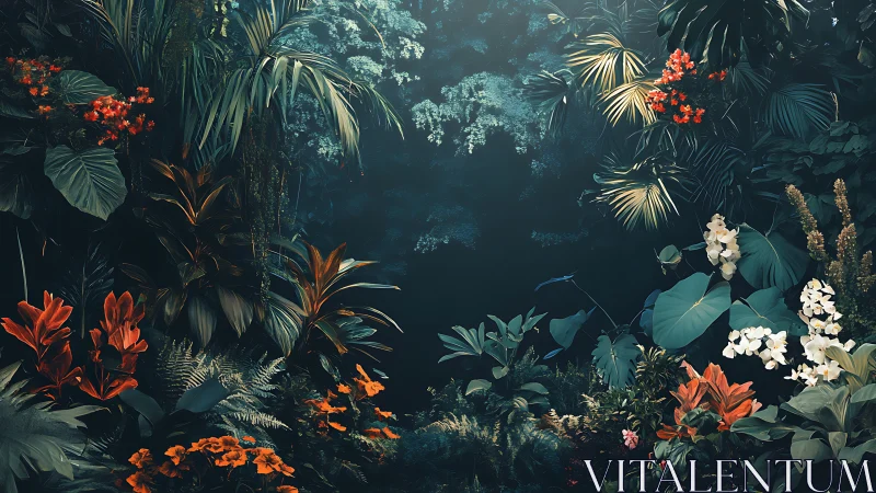 Midnight jungle clears its throat in glowing tropical color