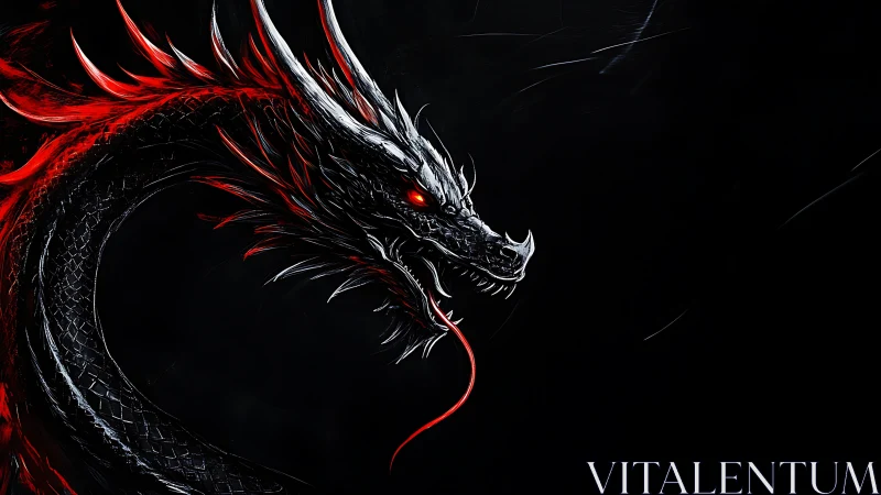 Chromatic edge-lit dragon profile with incendiary contouring.