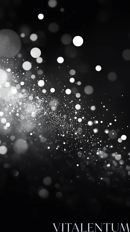 Monochrome light particle field on dark gradient background.