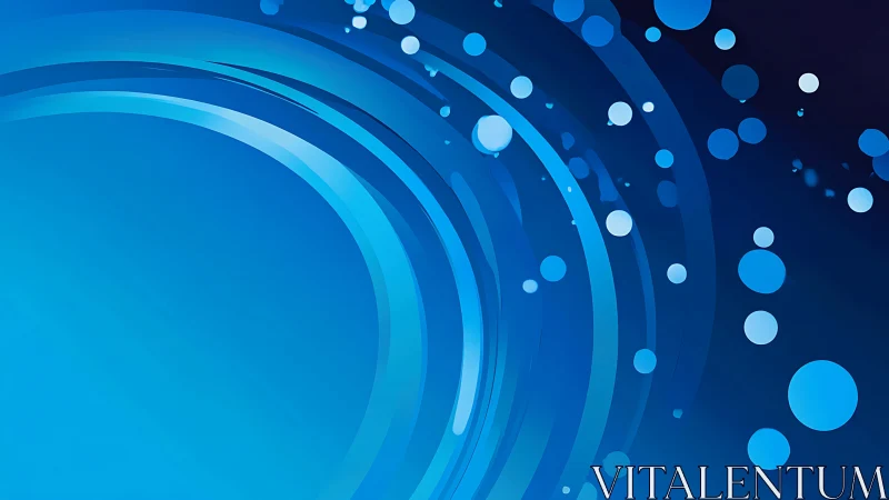 Blue radial arcs curve across gradient background space