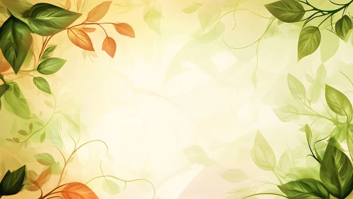 Gradient-lit botanical frame with layered translucent foliage.