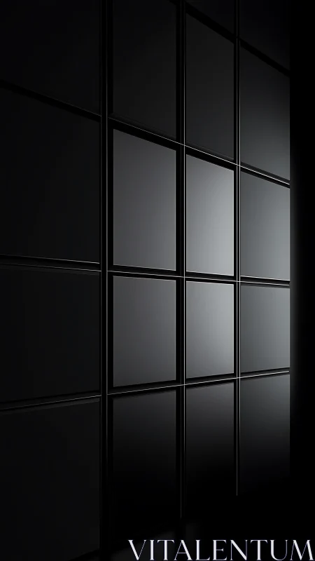 Sleek black wall panels glow softly in minimalist light
