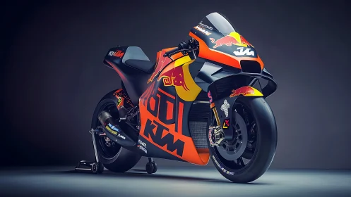 Aerodynamic racing motorcycle with high-performance livery design.