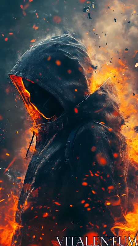 Hooded ember walker carves a burning trail through smoke