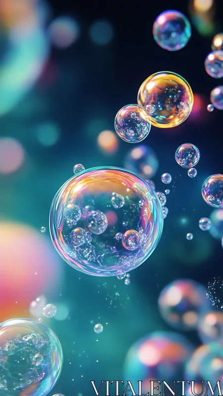Transparent spherical bubbles float in a shallow depth render