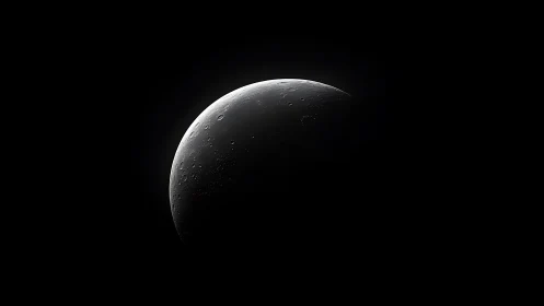Luminous lunar crescent carving silence from cosmic night.
