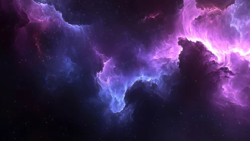Digital nebula render depicts luminous violet gas clouds