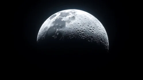 Luminous lunar crescent leans into darkness like rising tide