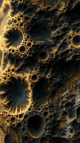 Fractal crater landscape with glowing circular depressions