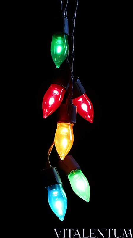 Multicolor C9 string lamps in isolated low-key optical study.