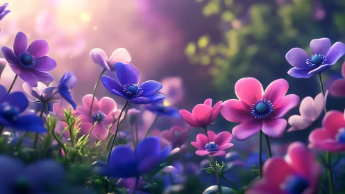 Vibrant Flower Garden in Soft Dreamy Light.