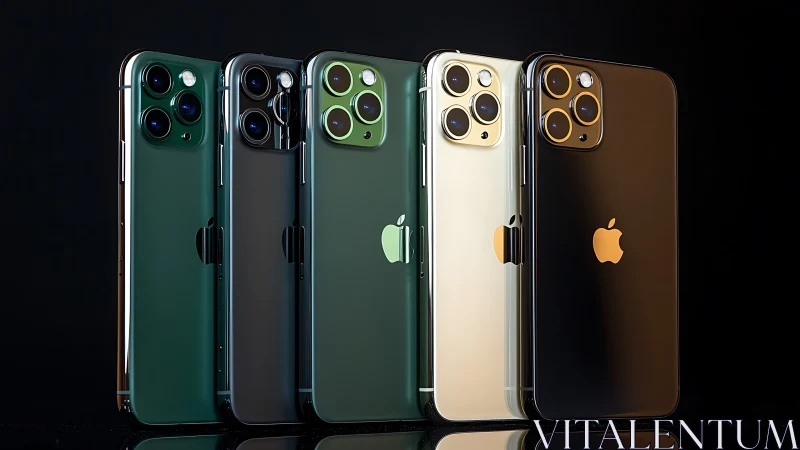 Five iPhone 11 Pro variants with triple-lens camera modules.