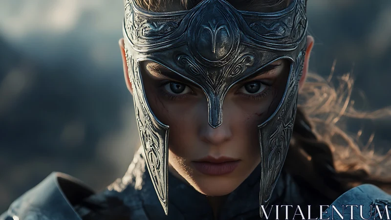 Steel-gazed warrior queen meets the coming storm with calm fire