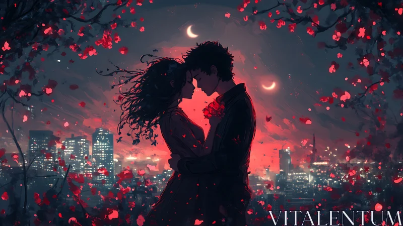 Two Hearts Beneath a Crimson Sky.