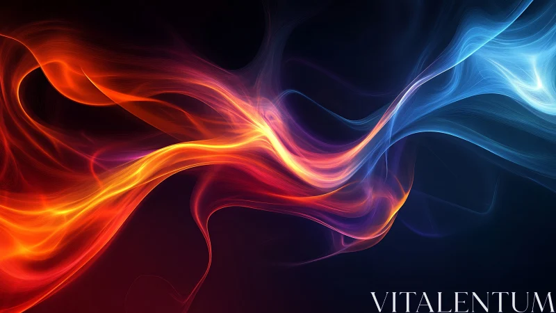 Luminous Energy Waves Flowing Across Dark Background