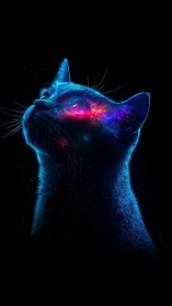 Cosmic Energy Flows Through Illuminated Cat's Mind.