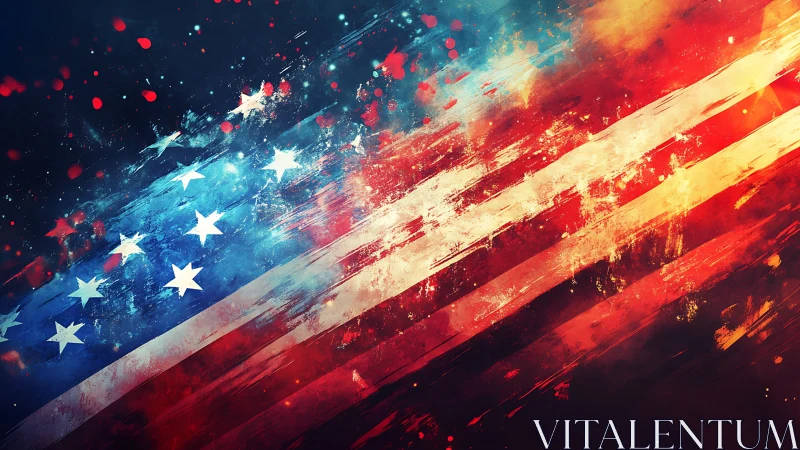 Dynamic abstraction of American flag with diagonal motion blur