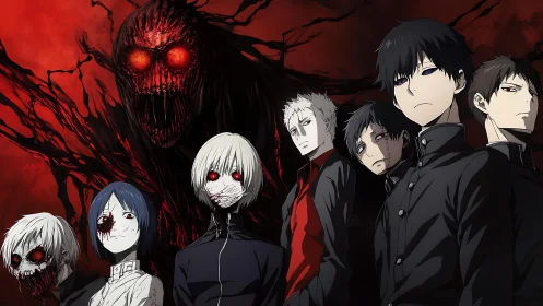 Haunted students stand united before a looming red nightmare.