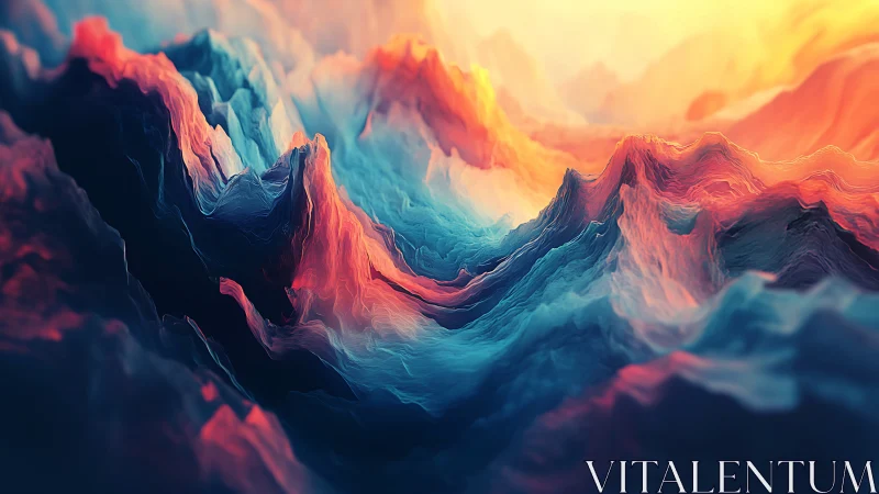 Abstract 3D landscape of vivid molten peaks and valleys.