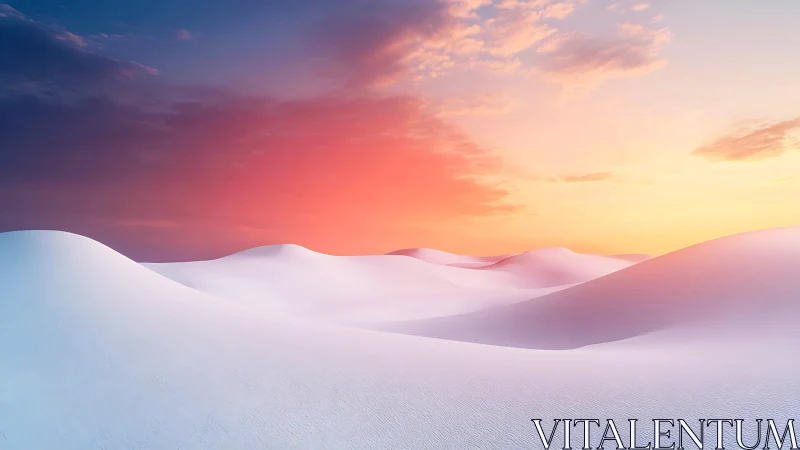 Chromatic gradient dunes under luminous atmospheric refraction.