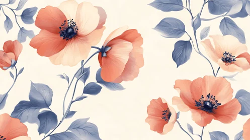 Coral Poppies Dance with Slate Foliage.