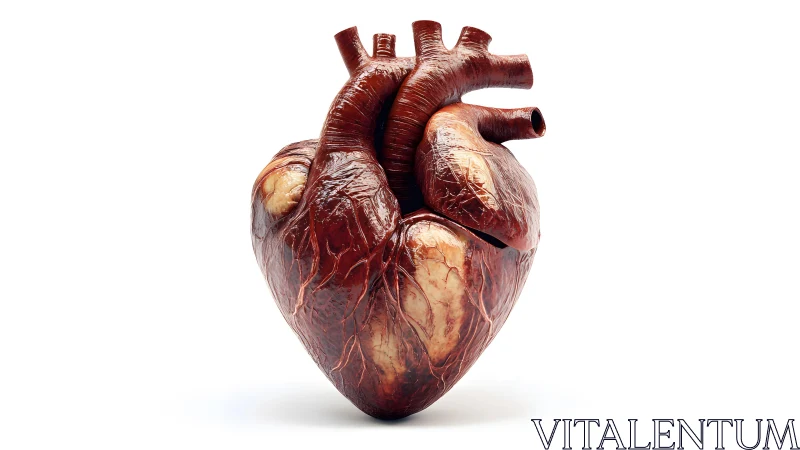 Realistic Human Heart Model on White Background, Medical Illustration.