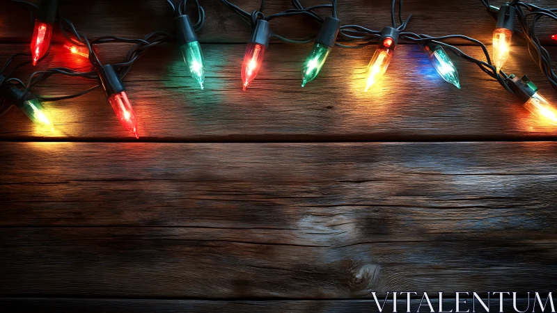 String lights hang across weathered wooden boards in rows