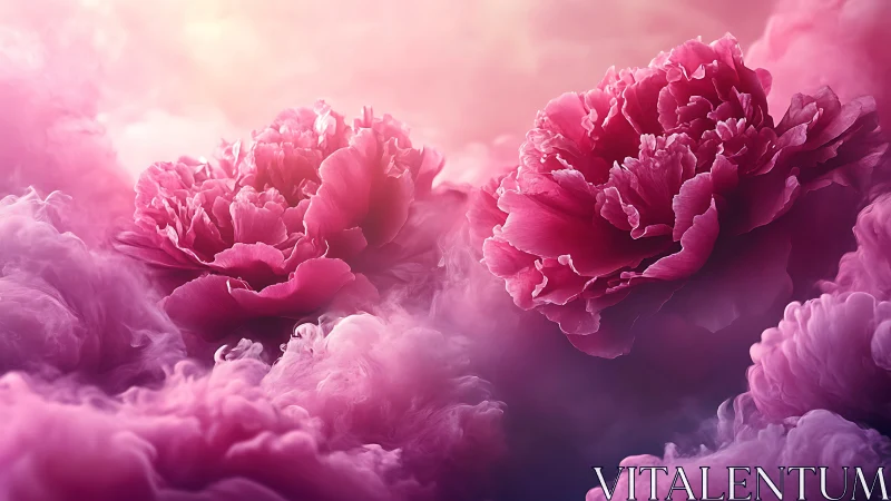 Chromatic Peony Morphology Within Ethereal Vapor Matrix.