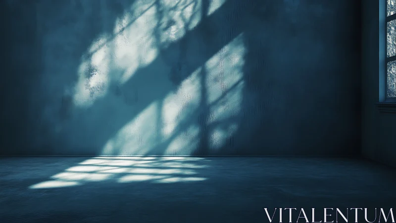 Oblique window projections across textured cyan interior plane.