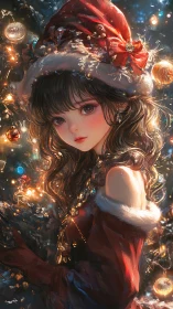 Chromatic yuletide portrait with luminous bokeh dynamics.