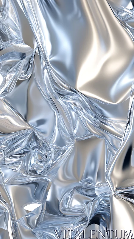Liquid chrome folds flow in abstract metallic sculpture.