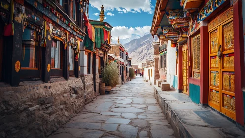Colorful Himalayan alleyway invites a peaceful stroll