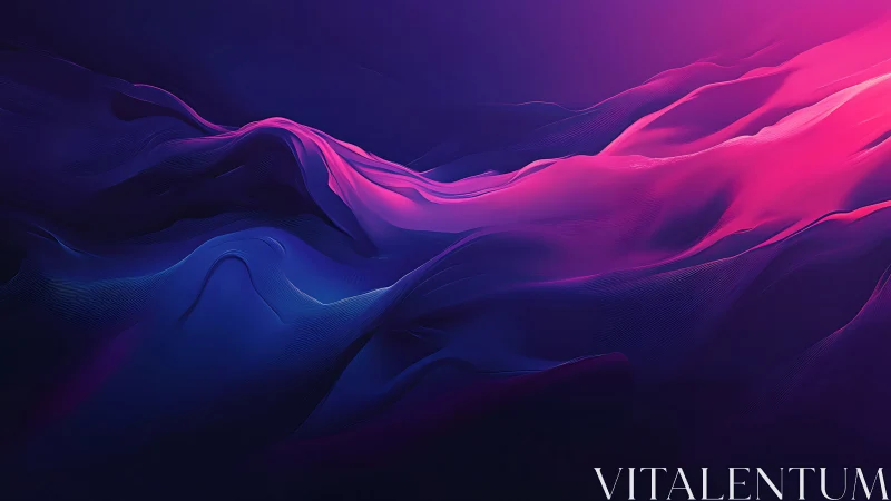 Shimmering neon waves flow softly through a tranquil night