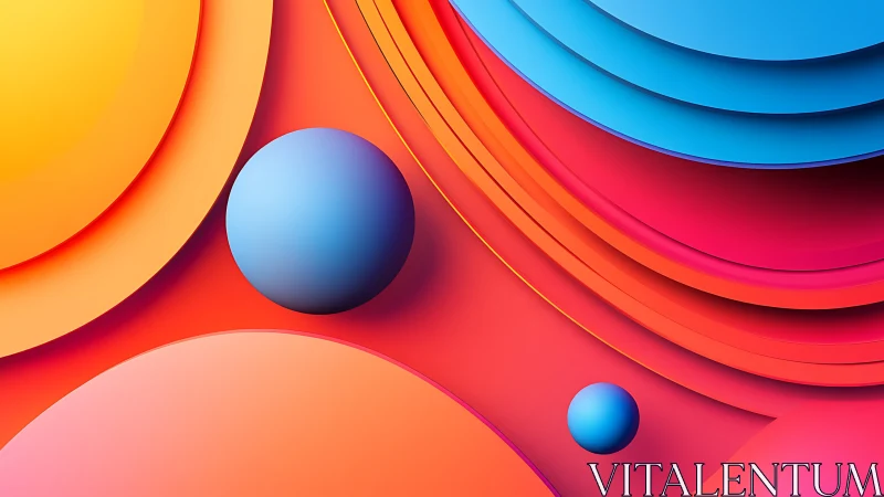 Layered neon gradients sculpt bold geometric 3D spheres