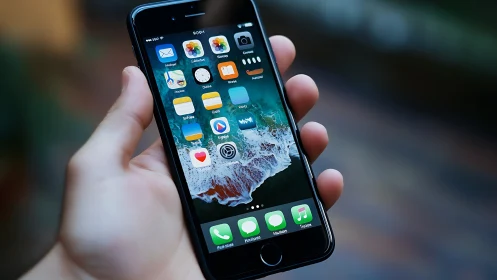 iPhone Home Screen Displaying App Icons in Natural Light