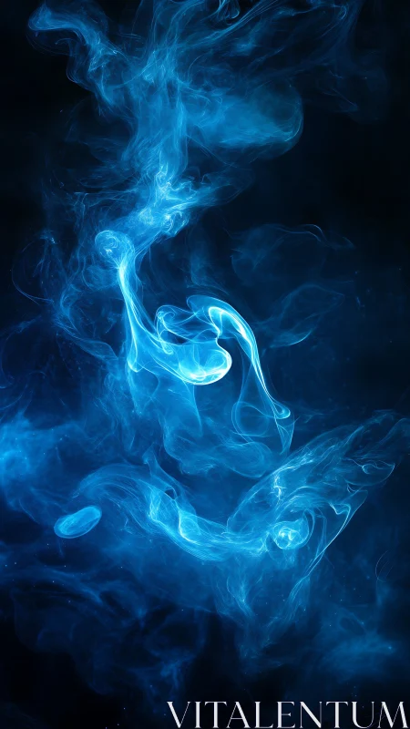 Ghostly blue nebula twirls like underwater electric smoke