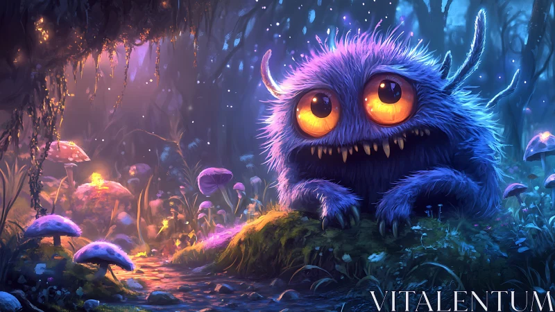 Bioluminescent forest monster rendered with soft volumetric lighting