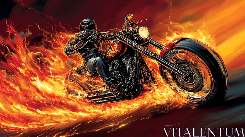 Flaming motorcycle rider cuts blazing trail through night