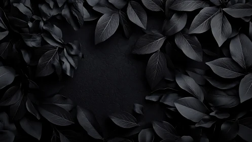 Matte black foliage frame with textured dark stone center.